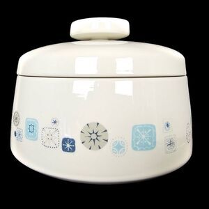 Vintage 60s Franciscan Del Mar MCM‎ Atomic Blue Covered Casserole 1.75 Qt